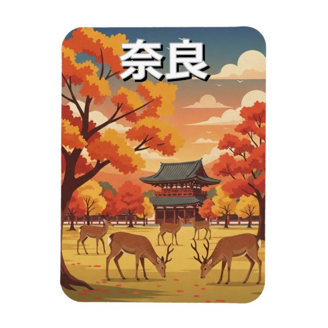 Deer in Nara Park Japan Travel Magnet (Vertikal)