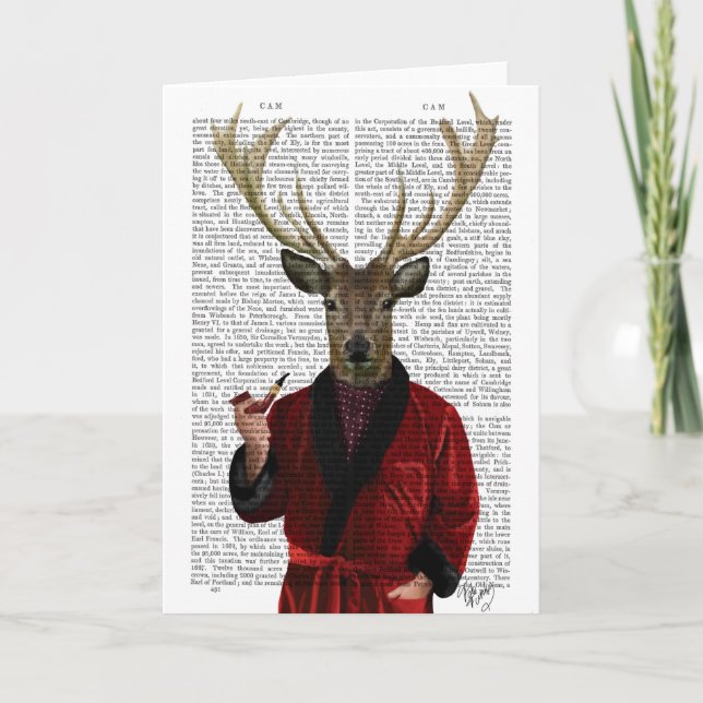 Deer in Smoking Jacket Kort (Framsida)