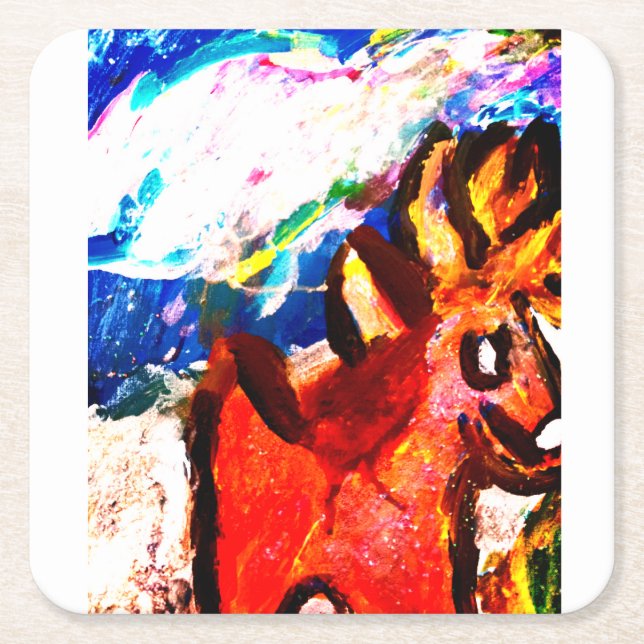 Deer in winter  underlägg papper kvadrat (Framsidan)