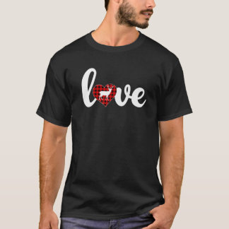 Deer Lover Buffalo Plaid Love Deer Valentine's Day T Shirt