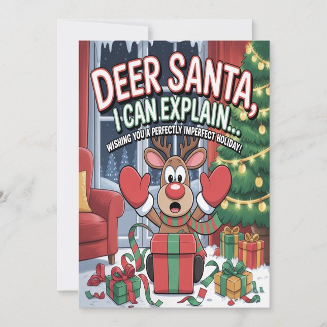 Deer Santa I Can Explain Christmas Kort (Framsida)