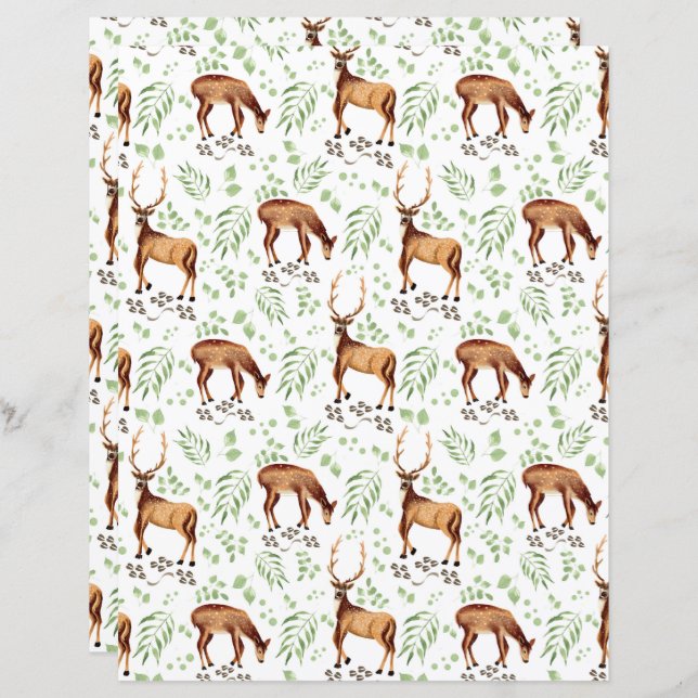 Deer Scrapbook Paper (Fram/baksida)