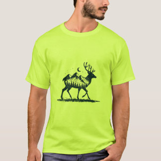 Deer silhouette nature nightsky Shirt T Shirt