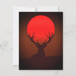 Deer Silhouette with Fiery Red Sunset Vykort