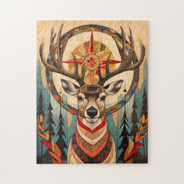Deer Totem – Graceful Art Deco Spirit Pussel (Vertikal)