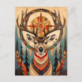 Deer Totem – Graceful Art Deco Spirit Vykort