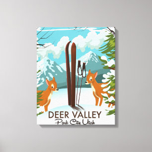 Deer Valley Park City Utah skidåkning affisch Canvastryck