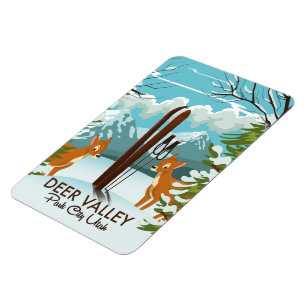 Deer Valley Park City Utah skidåkning affisch Magnet