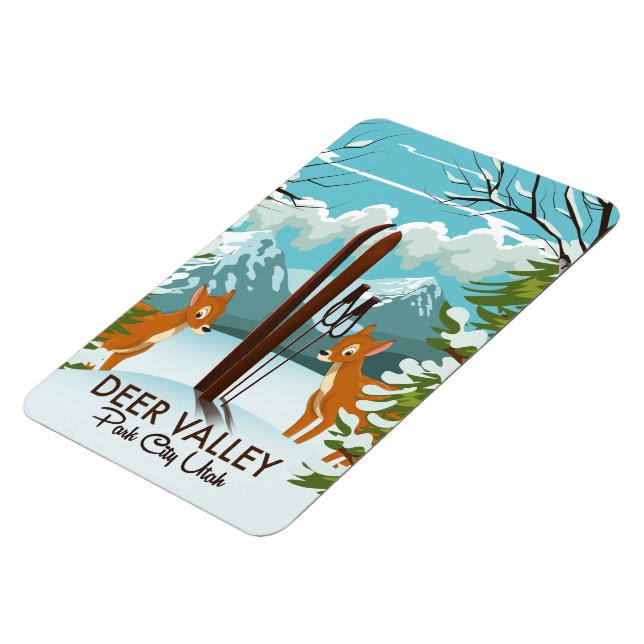 Deer Valley Park City Utah skidåkning affisch Magnet (Vänstra Sidan)