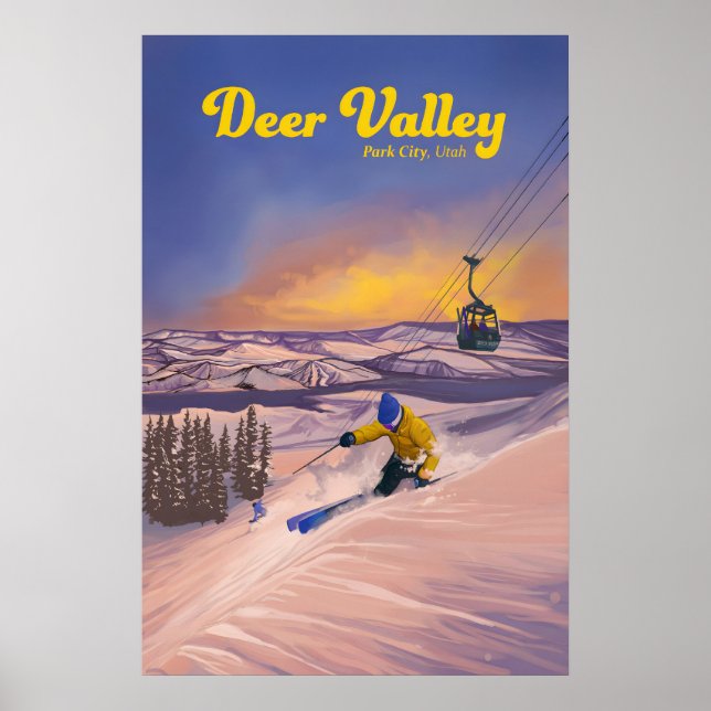 Deer Valley Utah Skidområde Reseskylt Poster (Framsidan)