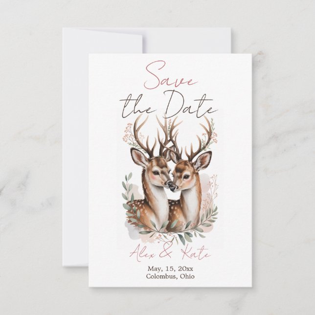 Deer Wedding Save the Date Announcement Spara Datumet (Framsida)