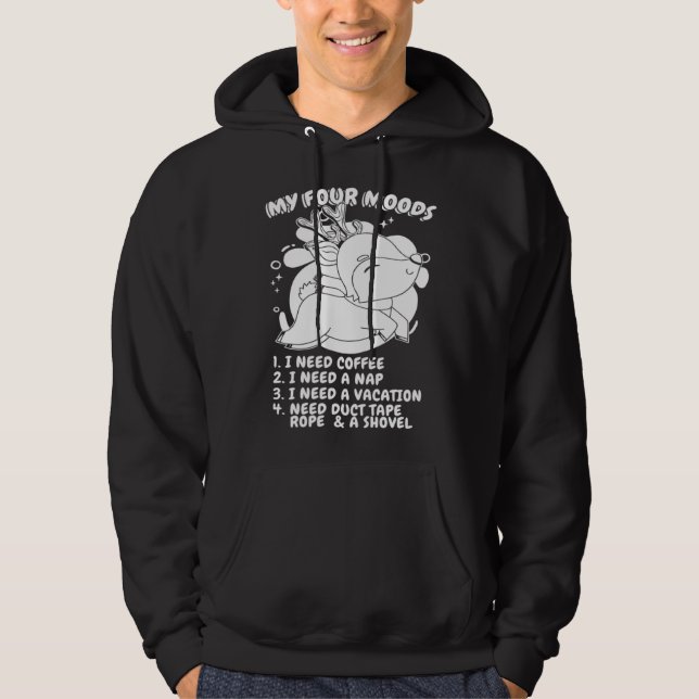 Deer Wildlife Hunt My Four Moods I Need Coffee I N Hoodie (Framsida)