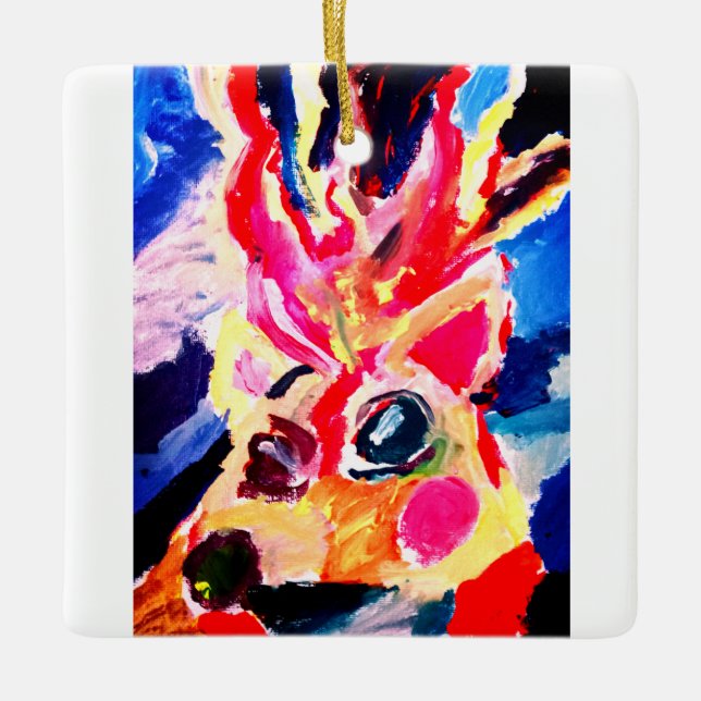 Deer winter joy julgransprydnad keramik (Framsida)