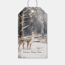 Deer Winter Snow Christmas Gift Tag Presentetikett