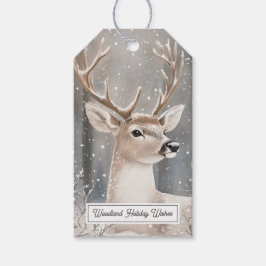 Deer Winter Snow Christmas Presentetikett