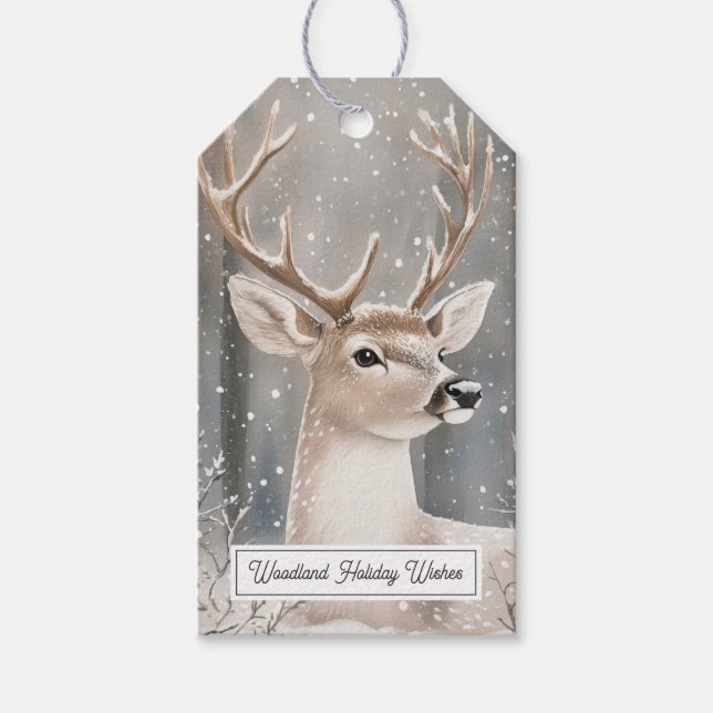 Deer Winter Snow Christmas Presentetikett (Framsidan)