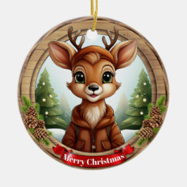 Deer Xmas Character Reindeer Animal Christmas  Cer Julgransprydnad Keramik