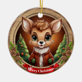 Deer Xmas Character Reindeer Animal Christmas  Cer Julgransprydnad Keramik