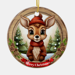 Deer Xmas Character Reindeer Animal Christmas  Cer Julgransprydnad Keramik