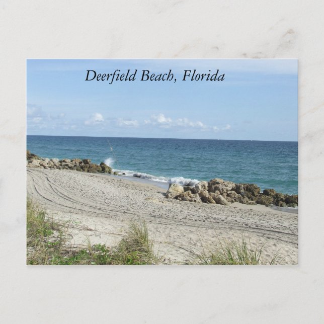 Deerfield Beach, Florida FL Strandvy Vykort (Framsida)
