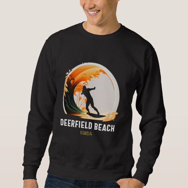 Deerfield Beach Florida Lång Ärmad Tröja (Framsida)