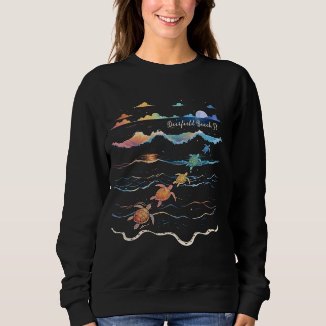 Deerfield Beach Florida Sea Turtle Älskare Beach V T Shirt (Framsida)
