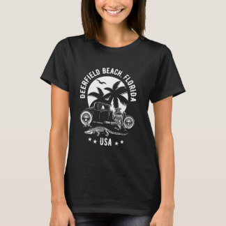 Deerfield Beach Florida Sunset Hotrod Alligator De T Shirt