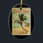 Deerfield Beach Handflatan Träd Vintage resor Julgransprydnad Keramik<br><div class="desc">En unik retro från mitten av århundradet,  modern Deerfield Beach Florida-konst i vintage resor poster stil. Den har en böjd handflatan träd på sandstranden med hav under ett blått grumligt himlar.</div>