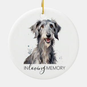 Deerhound minnesvattenfärg jul julgransprydnad keramik