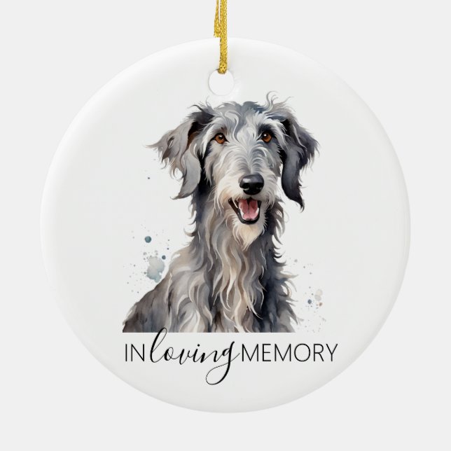 Deerhound minnesvattenfärg jul julgransprydnad keramik (Baksidan)