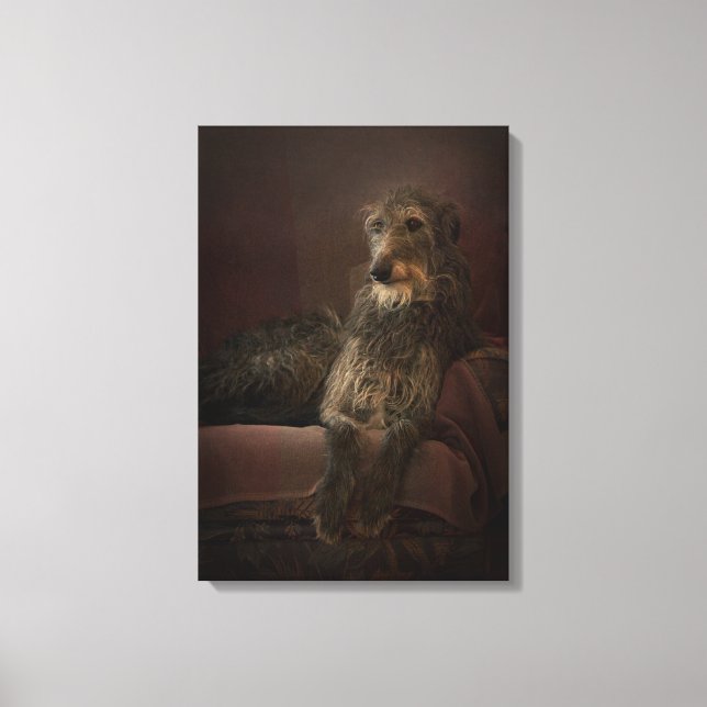 Deerhound on a sofa canvastryck (Framsida)