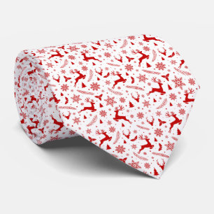 Deers and Snöflingor White & Red jul Mönster Slips