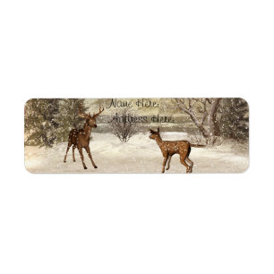 Deers i vinteradressetiketter returadress etikett