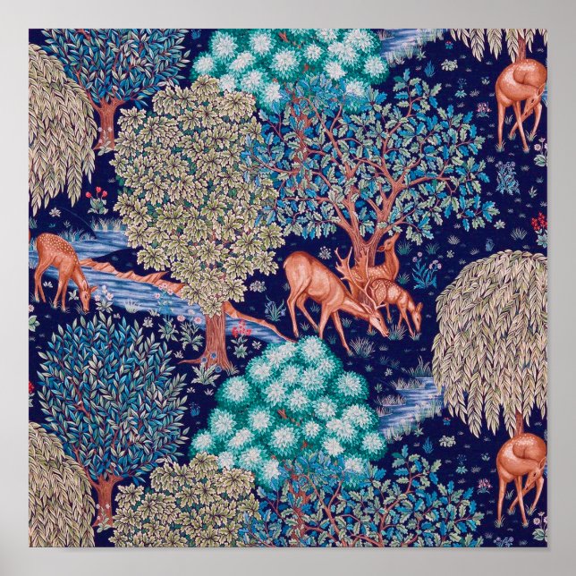Deers in the Forest, William Morris Poster (Framsidan)