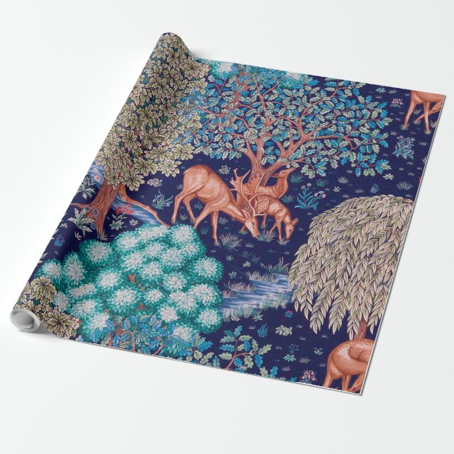 Deers in the Forest, William Morris Presentpapper (Utrullad)