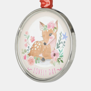 Deers vackra dag utanför vackra blommor julgransprydnad metall