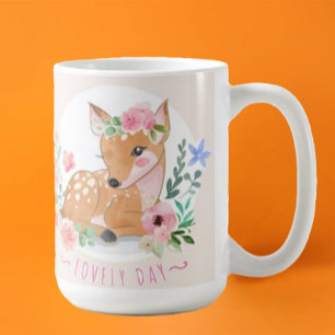 Deers vackra dag utanför vackra blommor kaffemugg