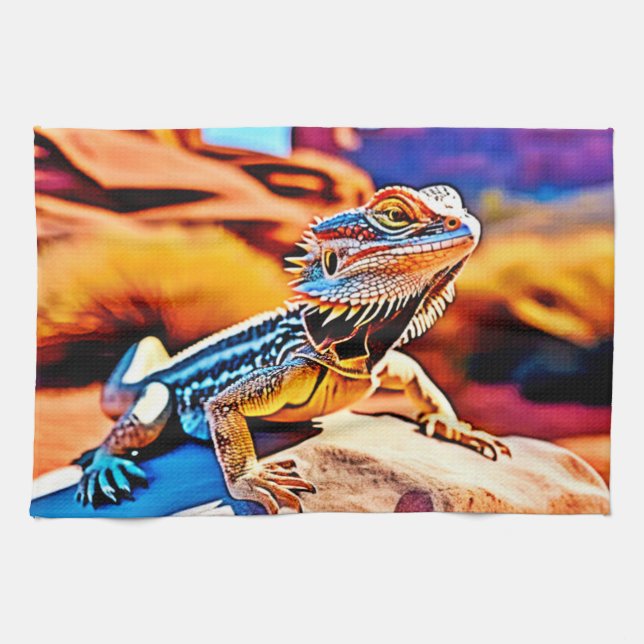 Deert Dragon Lizard Design Kökshandduk (Horisontell)