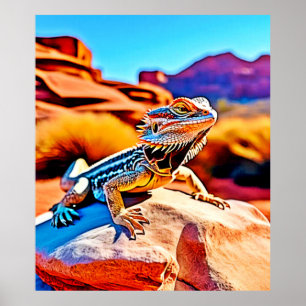 Deert Dragon Lizard Design Poster