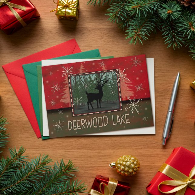 Deerwood jul-Hjorten Rustic Inspiritivity Kort (Skapare uppladdad)