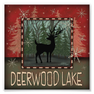 "Deerwood Sjö" Anspirivitetsfyrtryck Fototryck