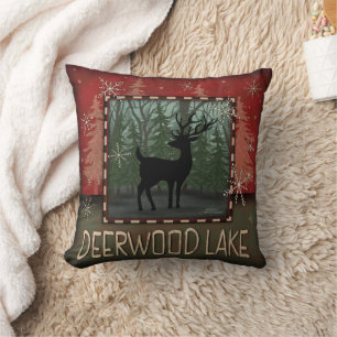 Deerwood Sjö Rustic Hjort Inspiritivitetsplan för Kudde