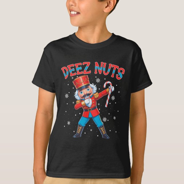Deez Nöt Nutcracker Nöt Funny jul Julafton Manar T Shirt (Framsida)