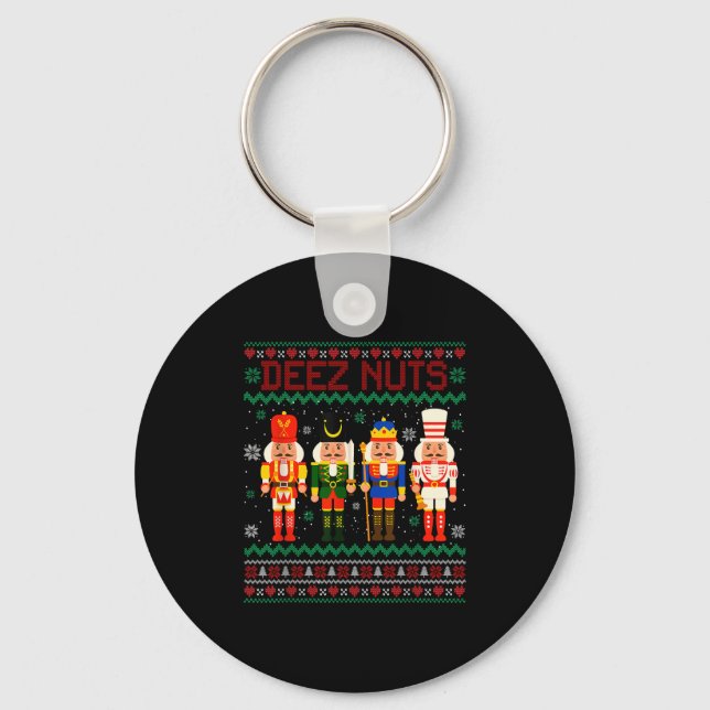 Deez Nöt Nutcracker Nöt Shirt Funny jul Xma Nyckelring (Framsida)