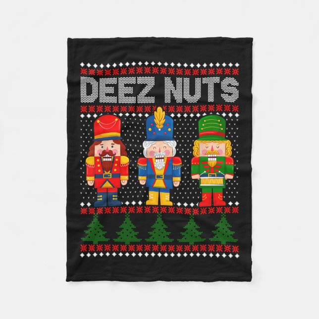 Deez Nöt Nutcracker Roligt Ugly jul Fleecefilt (Framsidan)