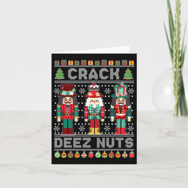 Deez Nöt Nutcracker Roligt Ugly jul Julafton Kort (Framsida)