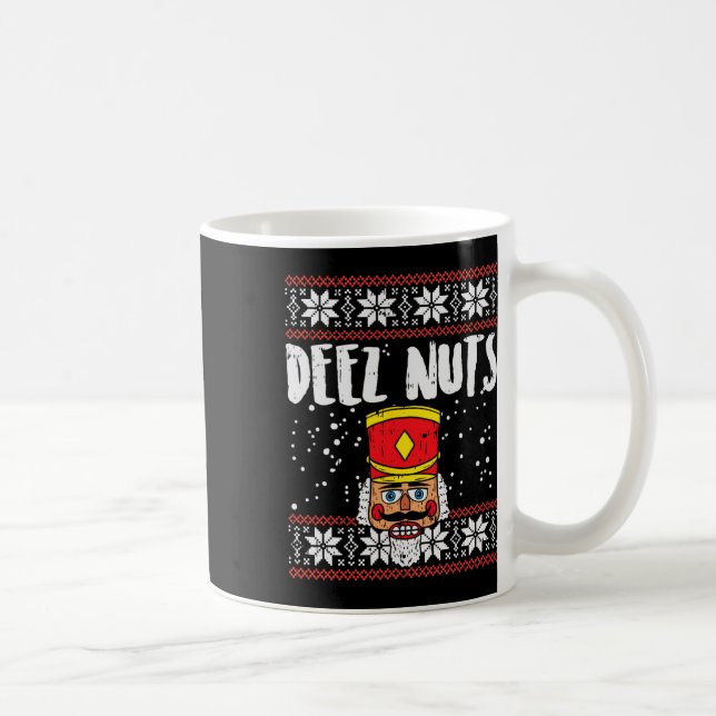 Deez Nöt Nutcracker Roligt Ugly jul Meme Gift Kaffemugg (Höger)