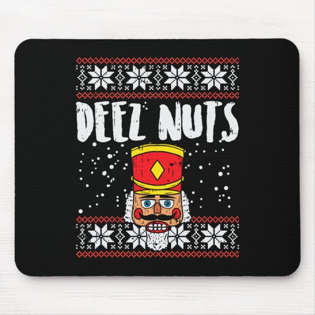 Deez Nöt Nutcracker Roligt Ugly jul Meme Gift Musmatta (Framsidan)