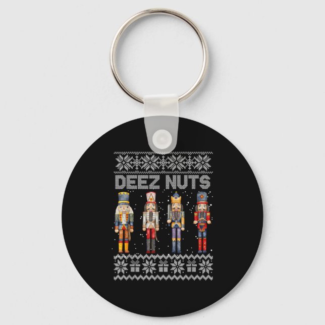 Deez Nöt Nutcracker Ugly jul Sweater Funny Nyckelring (Framsida)