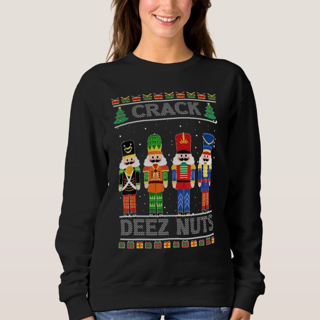 Deez Nöt Nutcracker Ugly jul Sweater Funny T Shirt (Framsida)